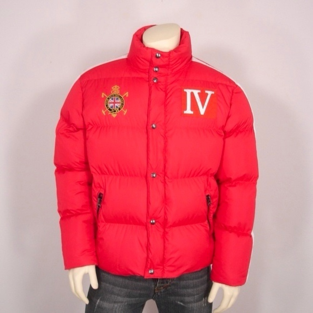 Polo Ralph Lauren RL Britain Snow Ski Cup IV Red White Stripe Down Puffer Jacket - Picture 14 of 15